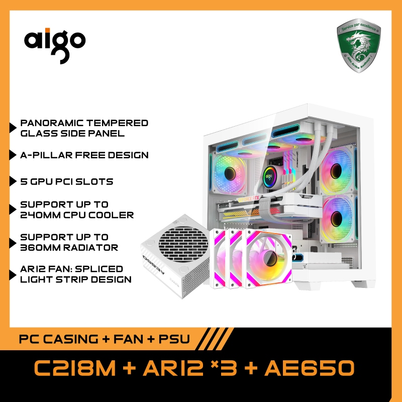 Jual AIGO C218M M-ATX PC Casing [WITH 3 ARGB FAN] | Shopee Indonesia