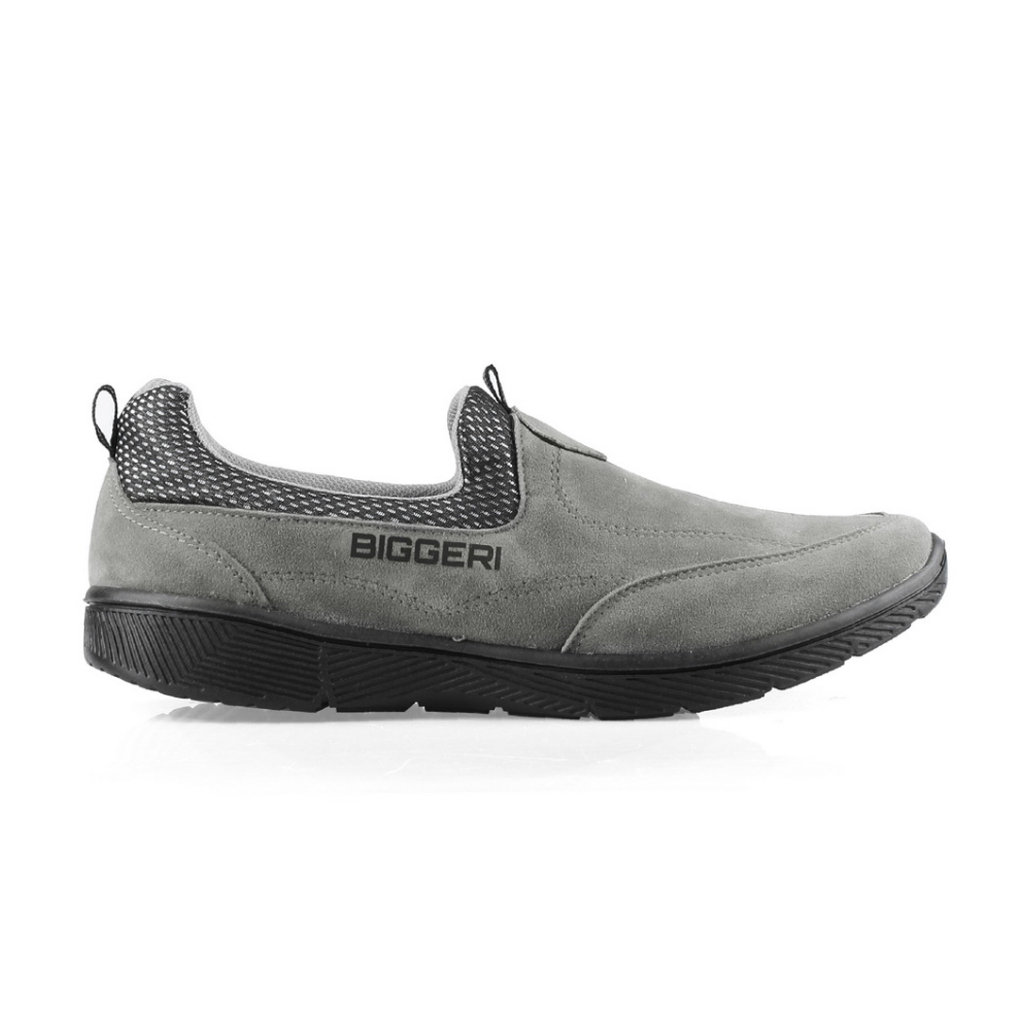 BIGGERI Sepatu Slip On Pria Original 100% Casual Keren Tanpa Tali Abu BG 022