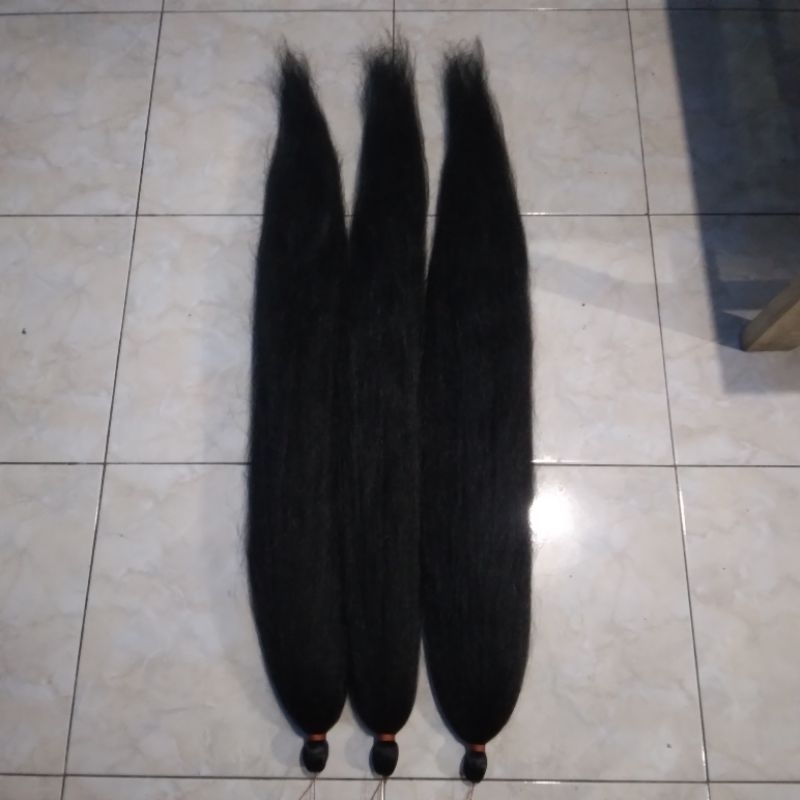 Jual Rambut sambung cemara warna hitam lekat panjang 100cm(1meter ...