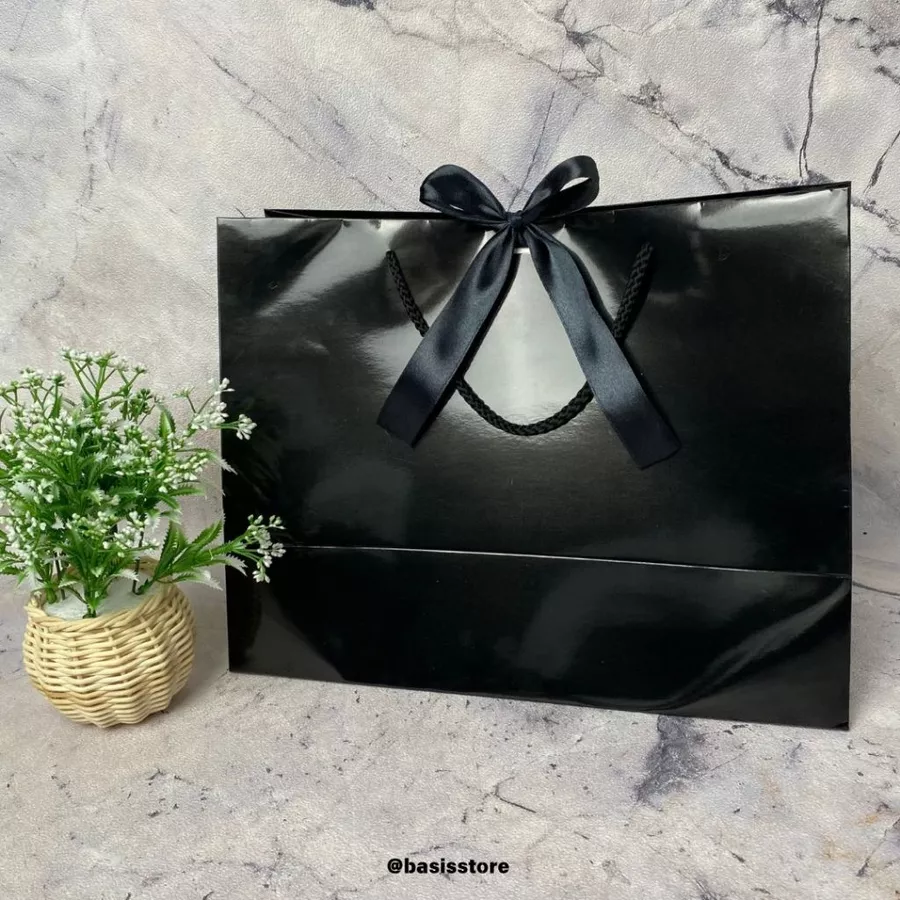 Paper Bag Black Glossy Premium