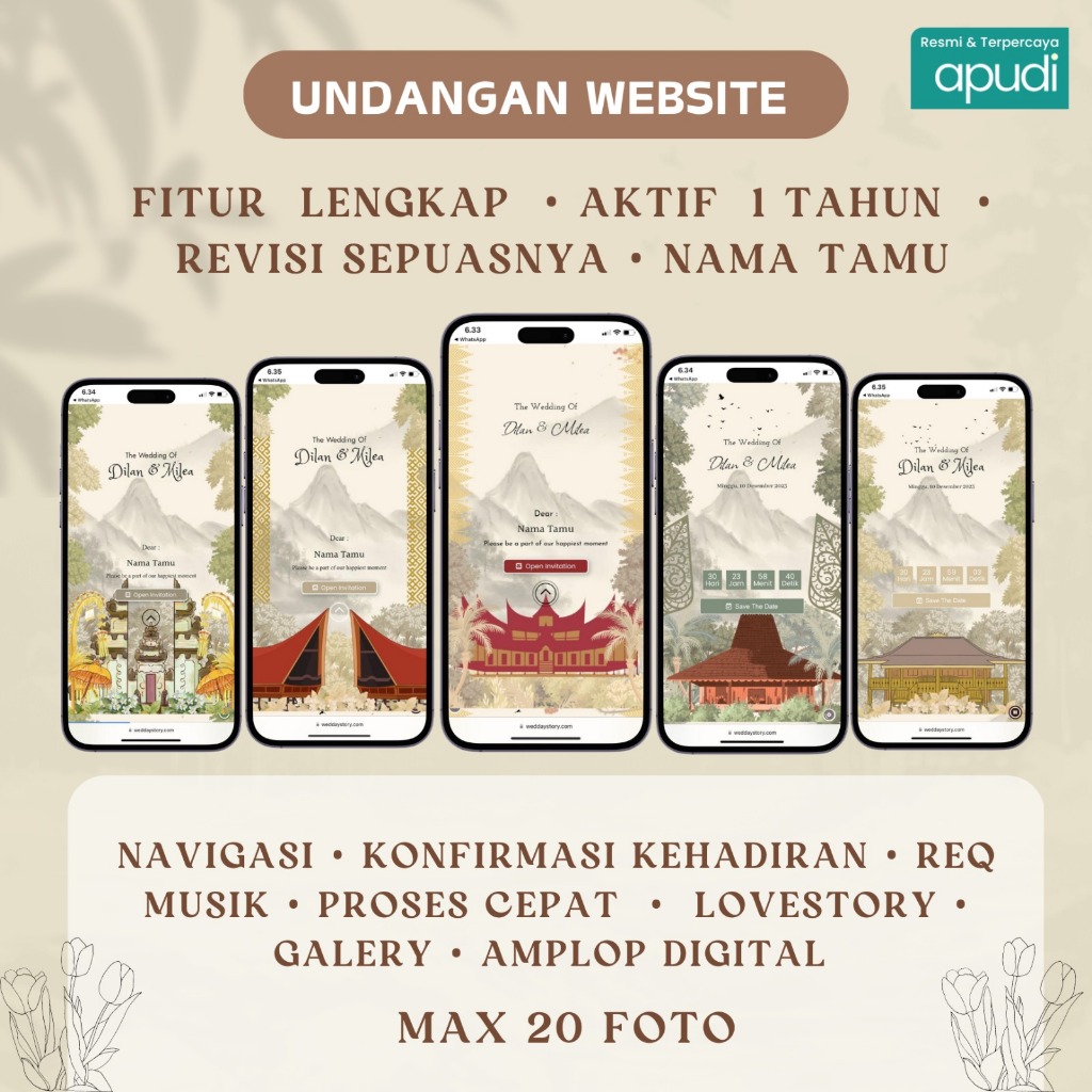 [TEMA ADAT] Undangan Digital Website Pernikahan Custom Premium | Undangan Online Website