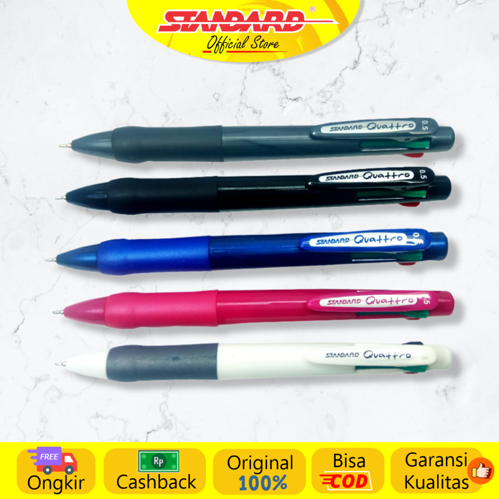 Standard - Pulpen Quattro 0.5 Oil Gel - 4 IN 1  ( Alat Tulis / Pen / Ballpoint / Pena ) (2)