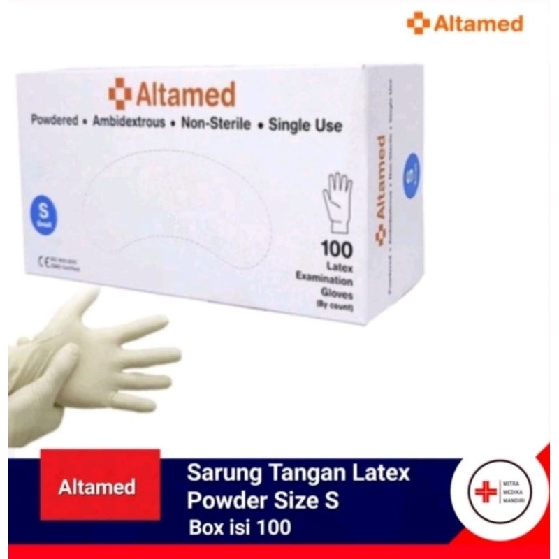 Jual Sarung Tangan Latex Powder Box isi 100 pcs Altamed | Shopee Indonesia