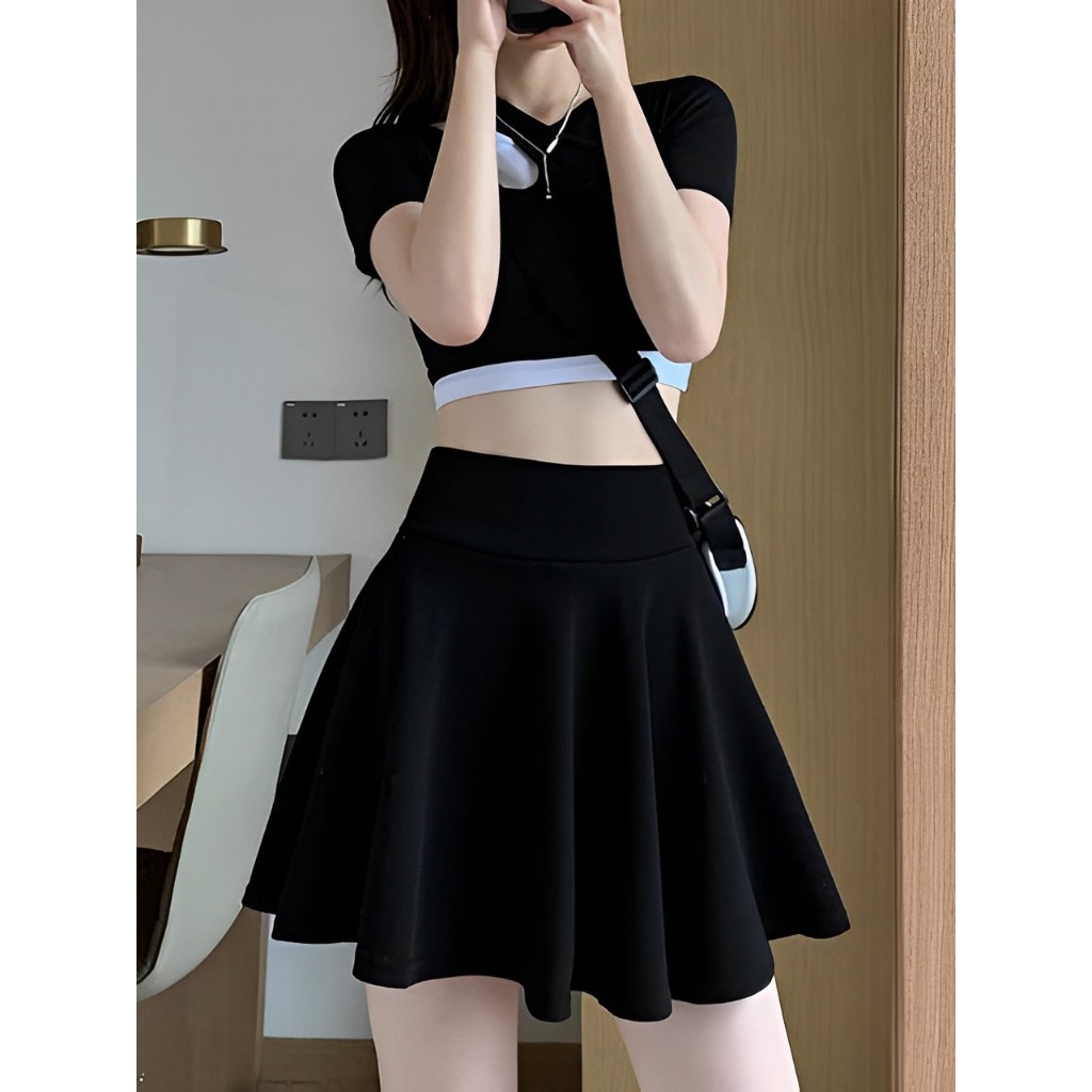 Jual Rok Mini Korean Style Rok Senam Pendek Rok Short Flare Korea Mini ...