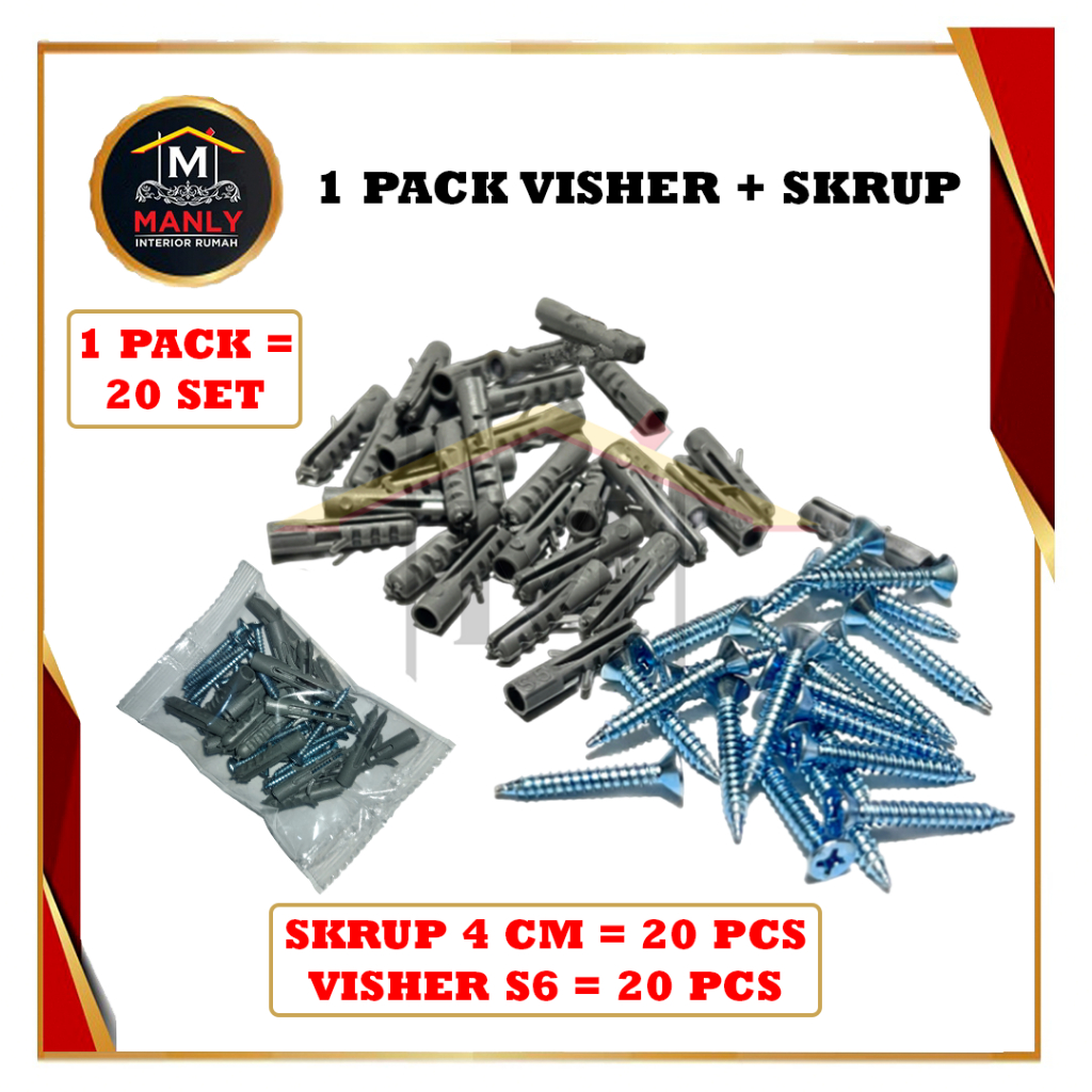 Jual Skrup Sekrup Set Spiser piser 4CM Tembok Screw Dinding | Shopee ...