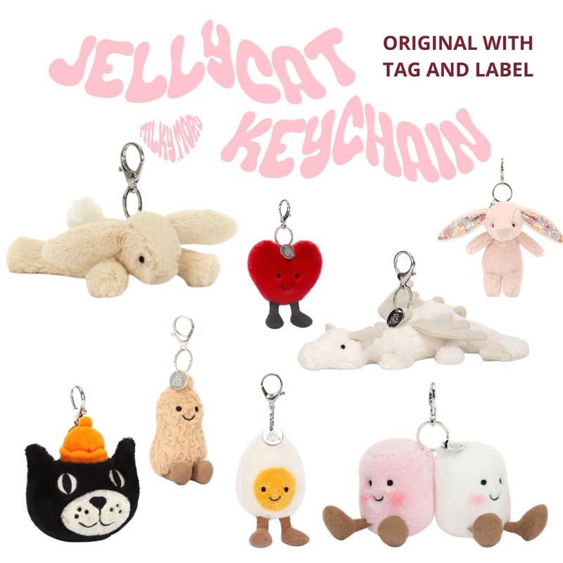Jual Jellycat Bagcharm Original by Milky Moru | keychain jellycat ...