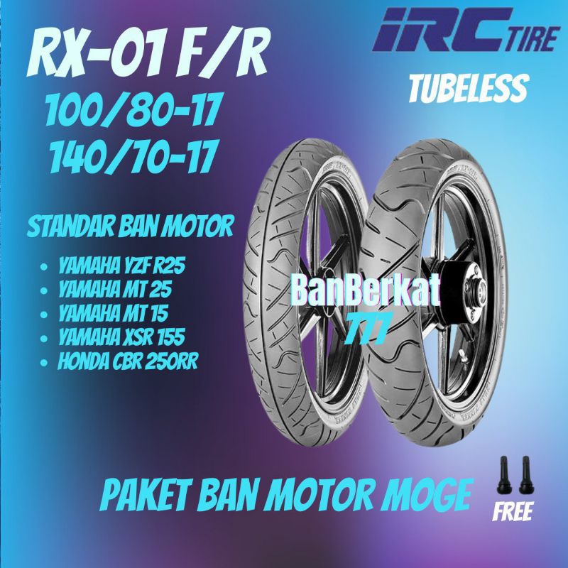 Jual Paket Ban Motor R15 IRC RX 01 100 80 17 Dan 140 70 17 Tubeless ...