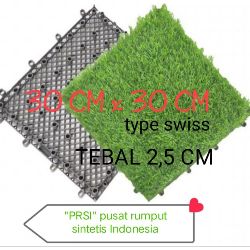 Jual decking tile rumput sintetis type swiss // tebal 2,5 cm// 30 cm x ...