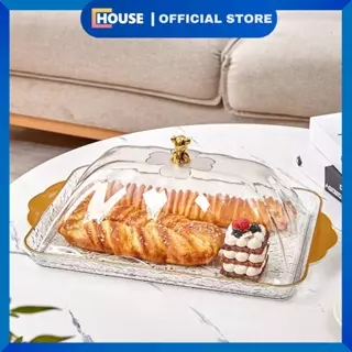 (COD) Bear Drag Tray With Lid Nampan Snack Tray Nampan Buah Piring Dessert 27/33 CM