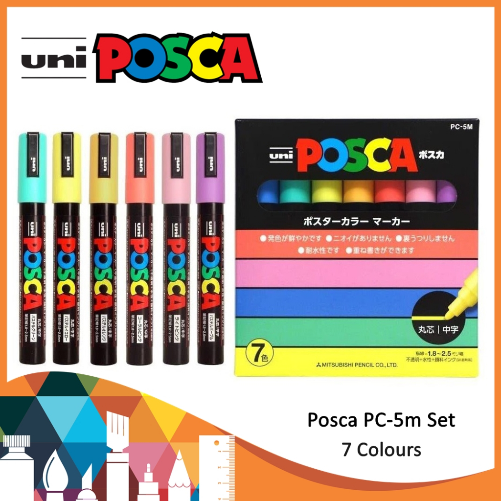 Jual Uni Posca PC-5M Set 7C / Spidol Posca / Spidol Acrylic / Spidol ...