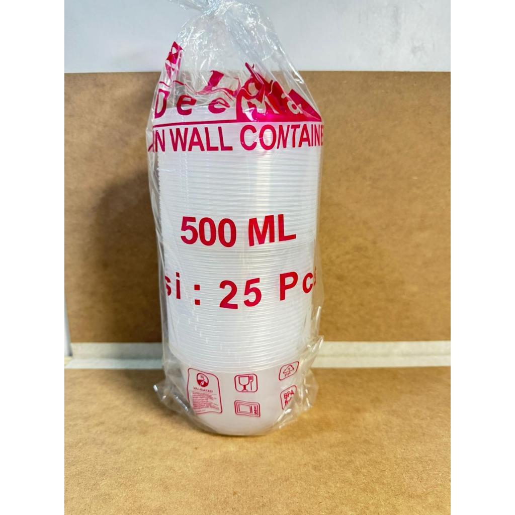 Jual RMP - THINWALL MANGKOK BULAT + TUTUP ISI 25 PCS UK 500ML - PLASTIK ...