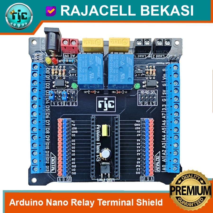 Jual Arduinoo Nano V3 2ch Relay Shield Terminal Extension Baseboard Dev ...