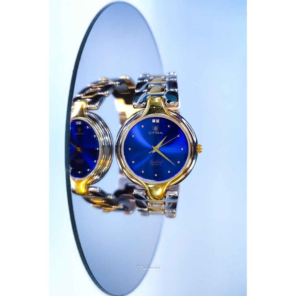 Cyma Sealord Blue Dial Two Tone Original Swiss Ladies Women Wanita Not  Bulova Alexandre Baby G Swatch