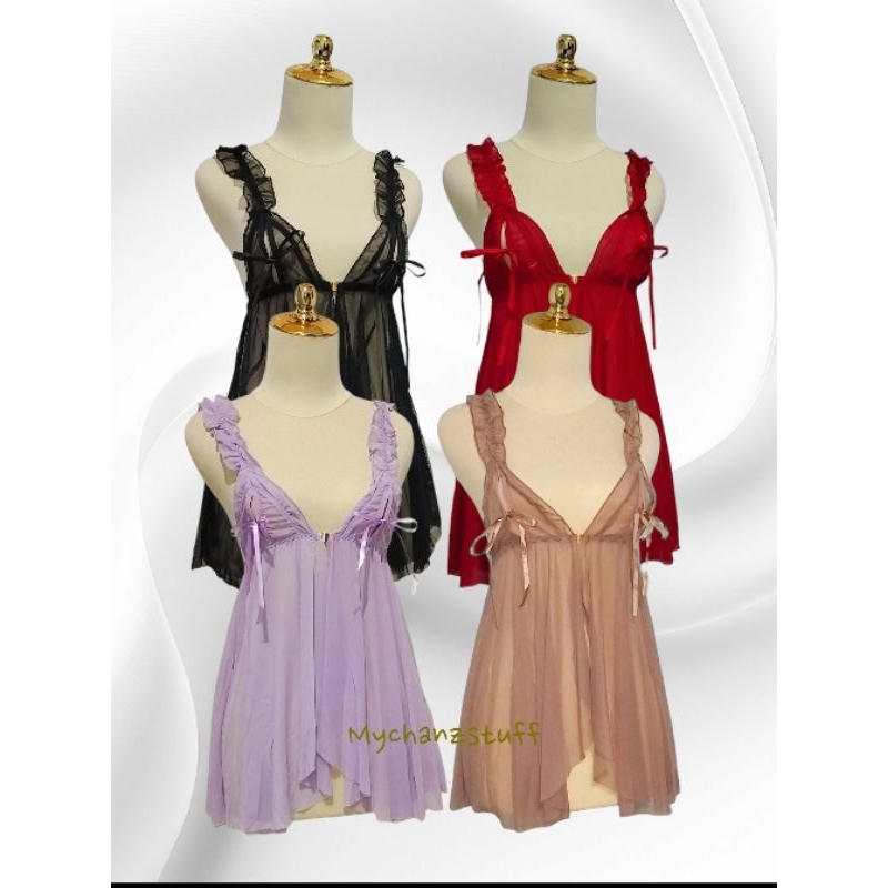 Jual mychanz - lingerie transparan free gstring model open crocth baju