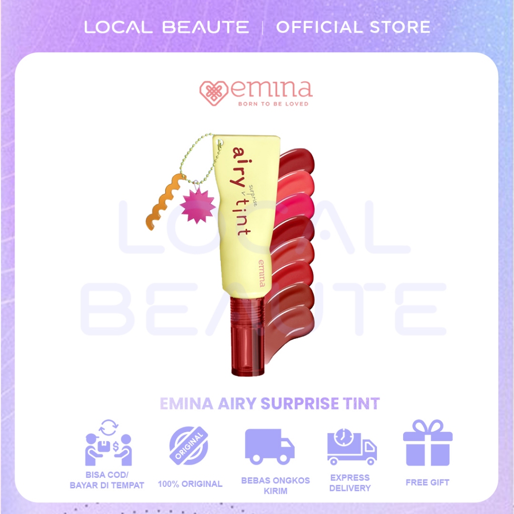 Jual Local Beaute - Emina Airy Surprise Tint 3 g + Keychain - Lip Tint ...