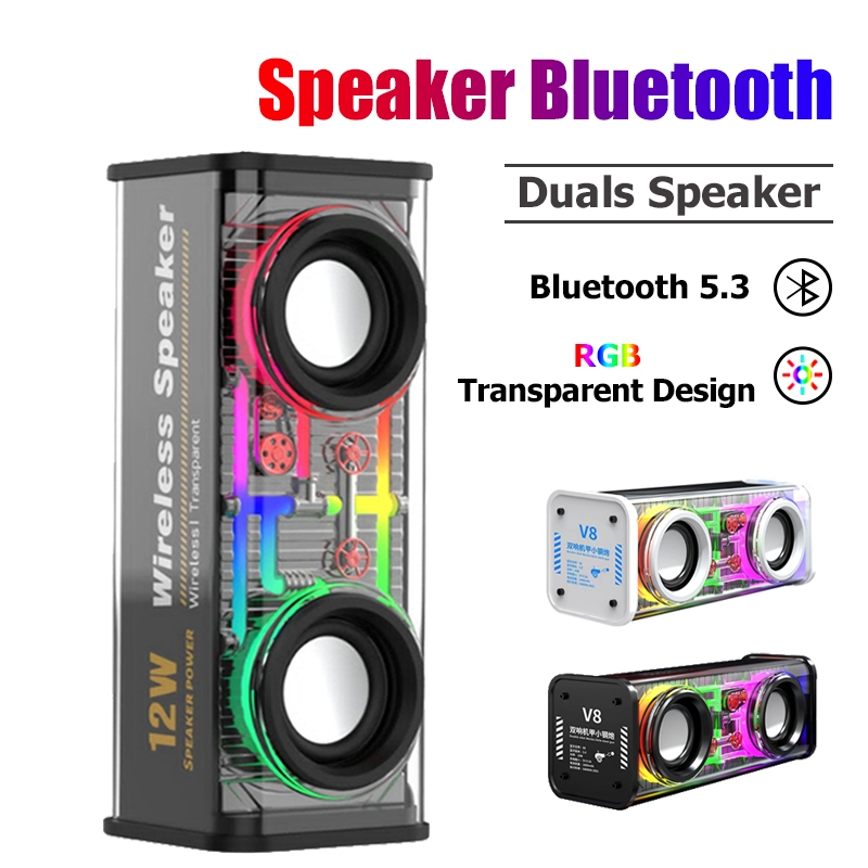 Jual Bluetooth Speaker 10W Double Subwoofer Music Speaker RGB