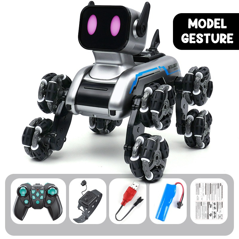 Jual Mainan Anak Robot Mechanical Dog dengan 8 Roda dan Remot Gesture ...