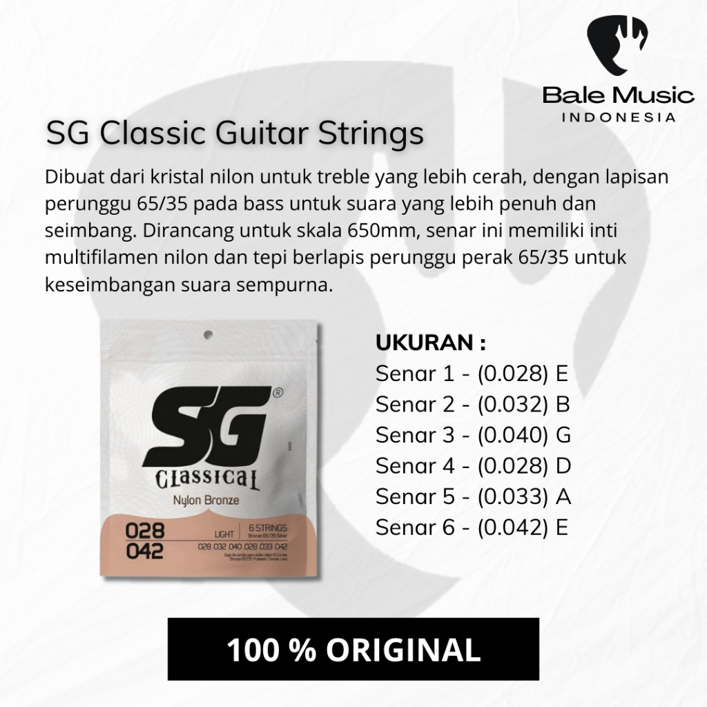Jual Senar Gitar Klasik SG String 6681 Nylon Bronze 28-42 Original ...