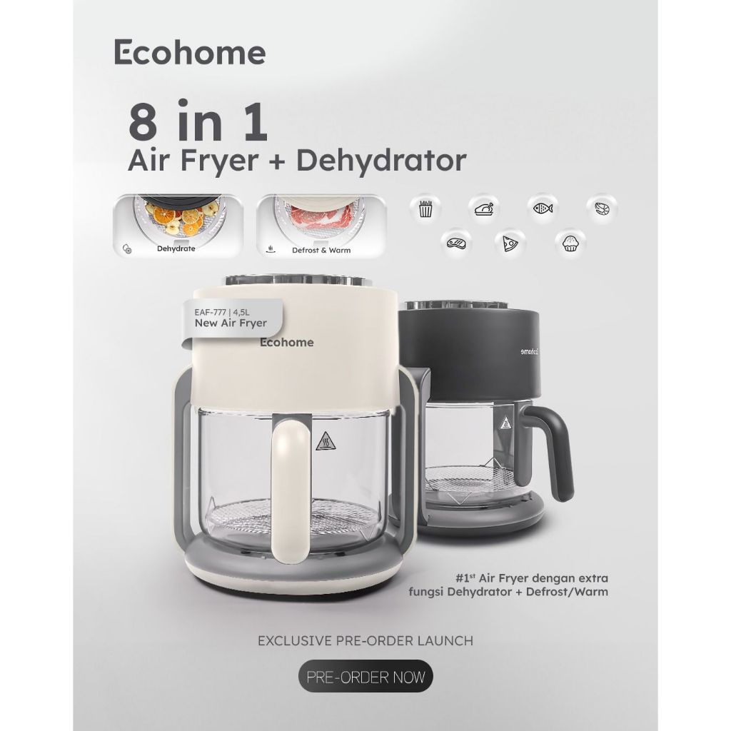 Jual ECOHOME Air Fryer & Dehydrator 8 in 1 Function EAF777 Air Fryer