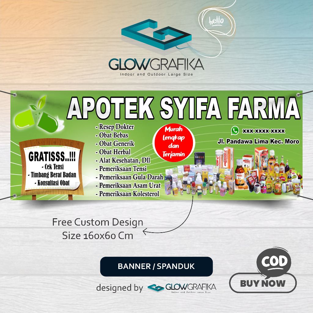 Jual Cetak Spanduk Banner Apotek Custom Nama | Shopee Indonesia