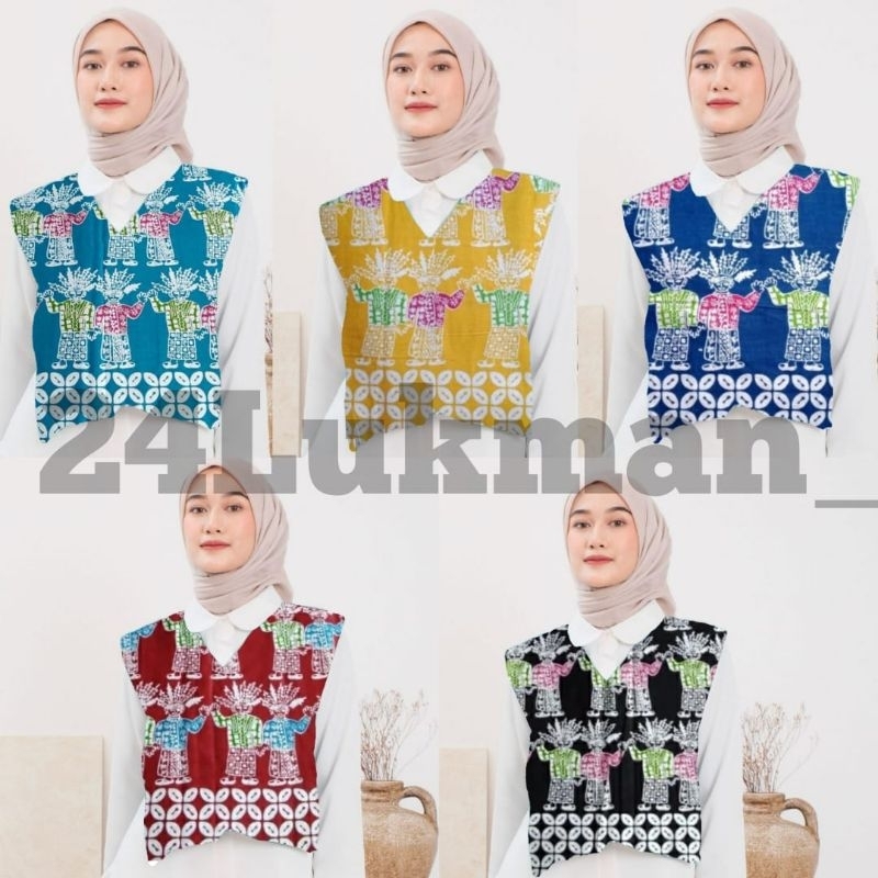 Jual Vest Batik Atasan Wanita Outer batik Kantor motif Ondel-ondel khas ...