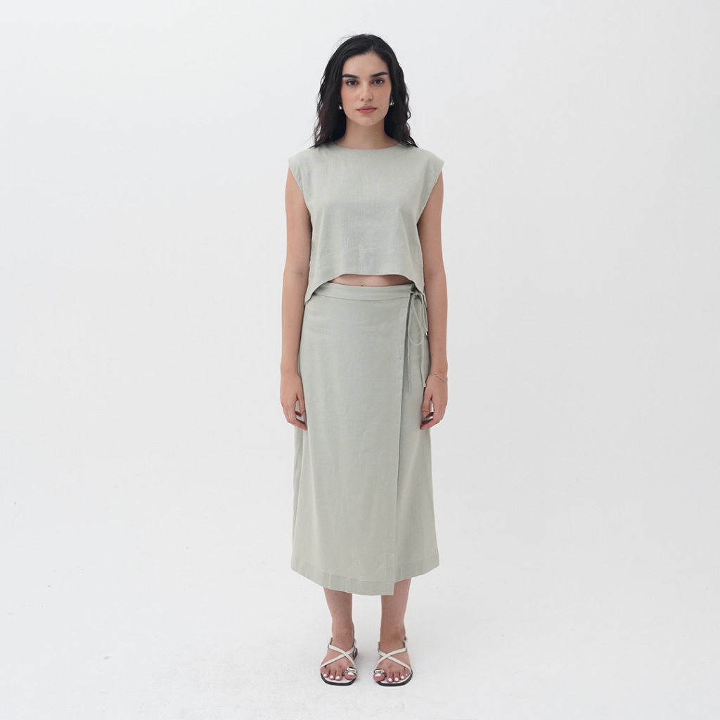 Jual Mississippi Escapade Linen Sleeveless Top Tanktop LIN000499M Sage