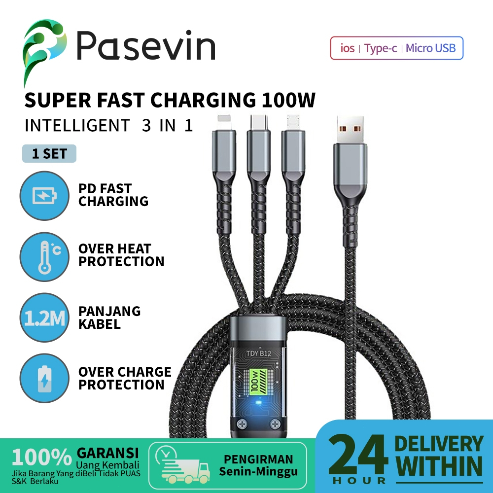 Jual Pasevin Fast Super Charging Kabel Data 100W USB to Type C ...