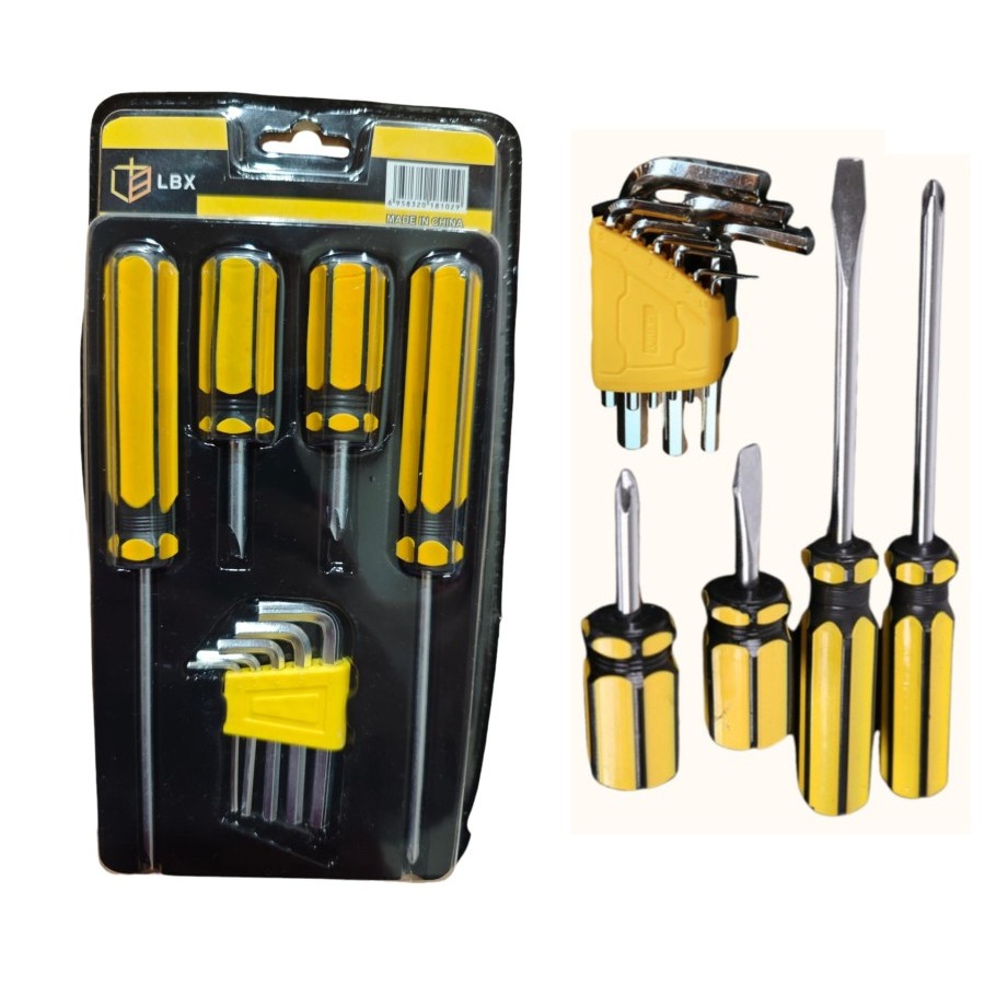 Jual Set Obeng Plus Minus LTX Kunci L Tools 9 in 1 Screwdriver With Hex ...