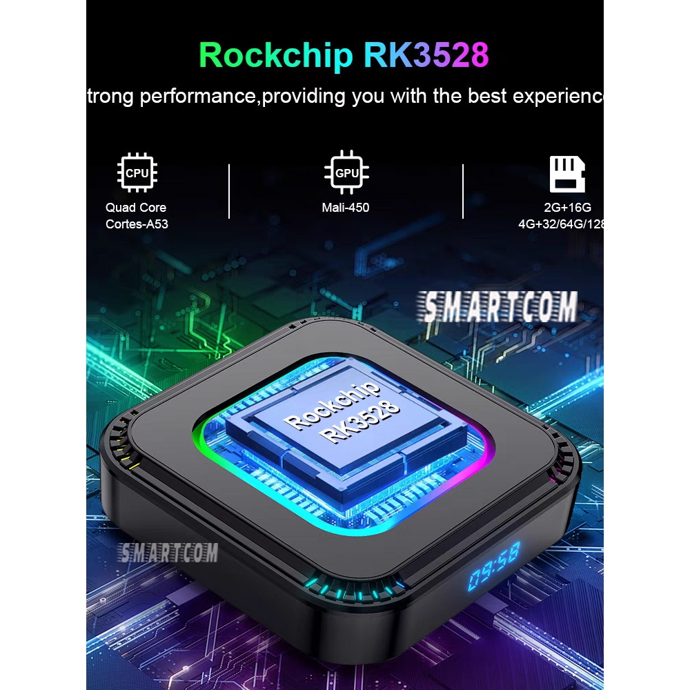 Jual SMARTCOM - Android TV Box HK1 RBOX K8 Rockchip RK3528 8K RAM 4 ROM ...