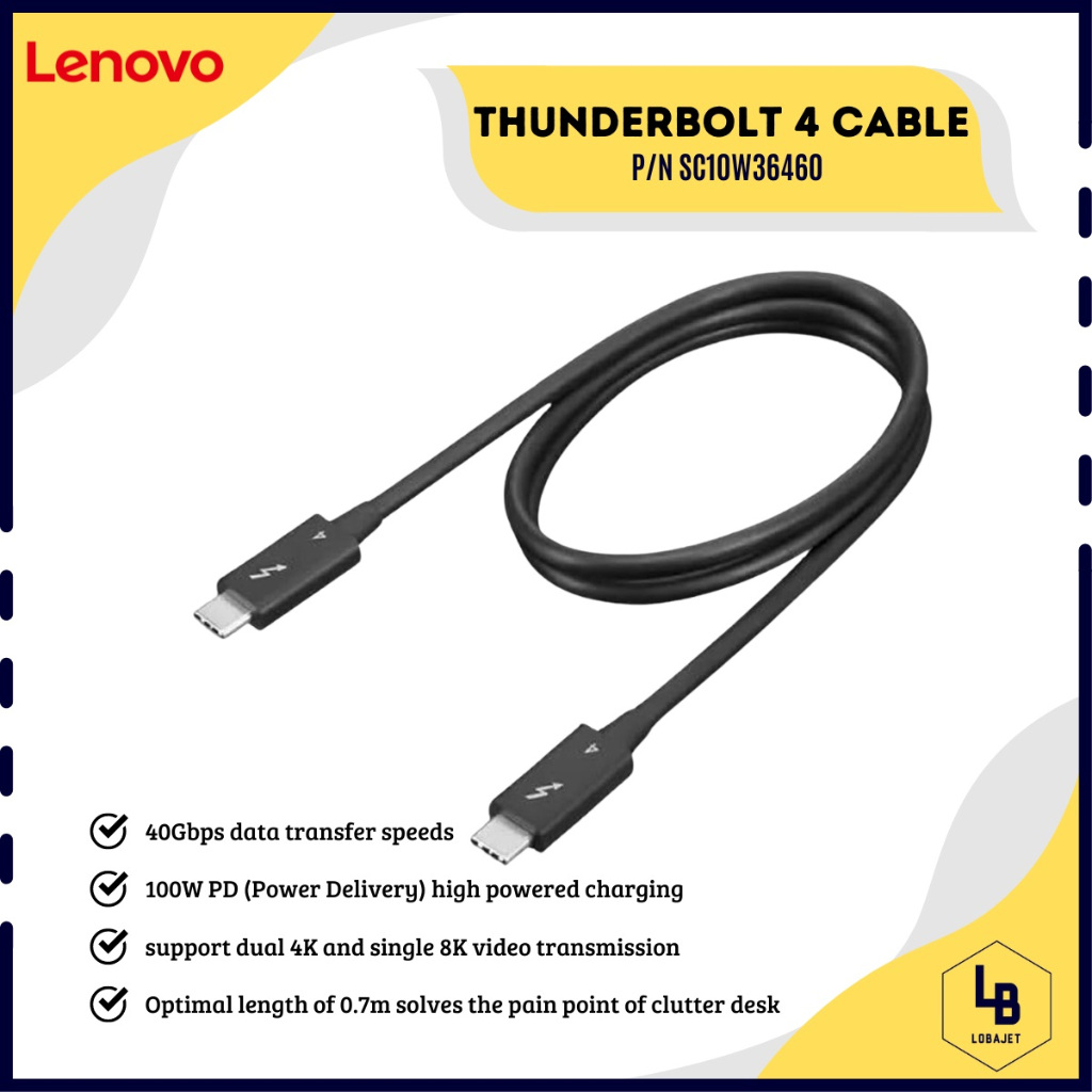 Lenovo | Cavo Thunderbolt | 24 pin USB-C | Punta sottile