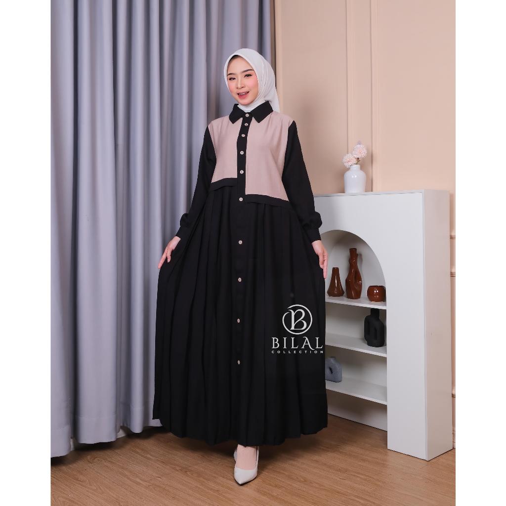 Jual Athalia Dress POLO LINEN Gamis Wanita Kekinian Polos Simple ...