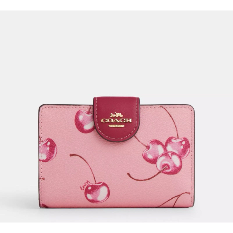 Jual COC CR938 Medium Wallet Corner Zip With Cherry Print - Pink ...