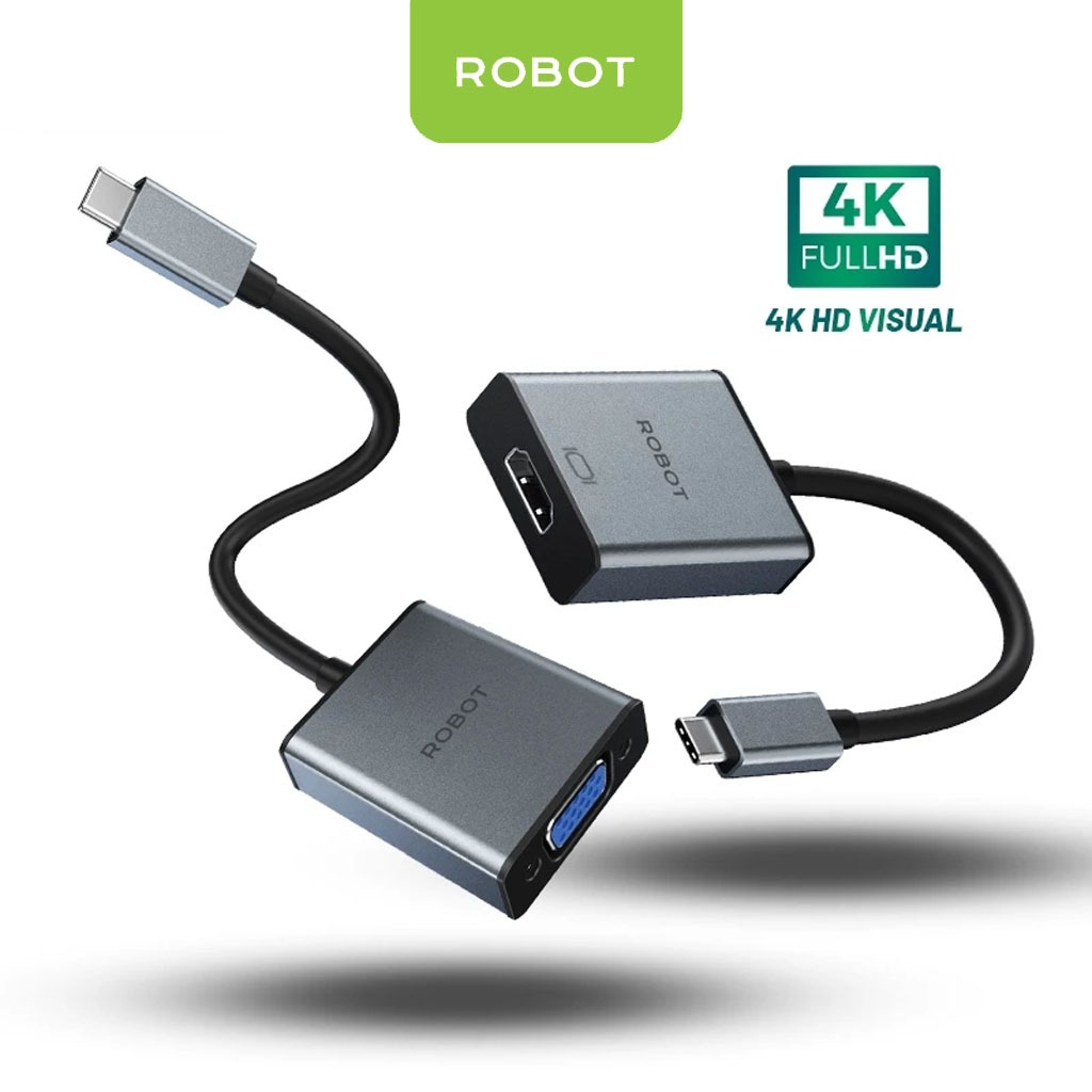 Jual ROBOT USB Adapter Hub HT200/HT300 Type C To HDMI/VGA Garansi Resmi ...