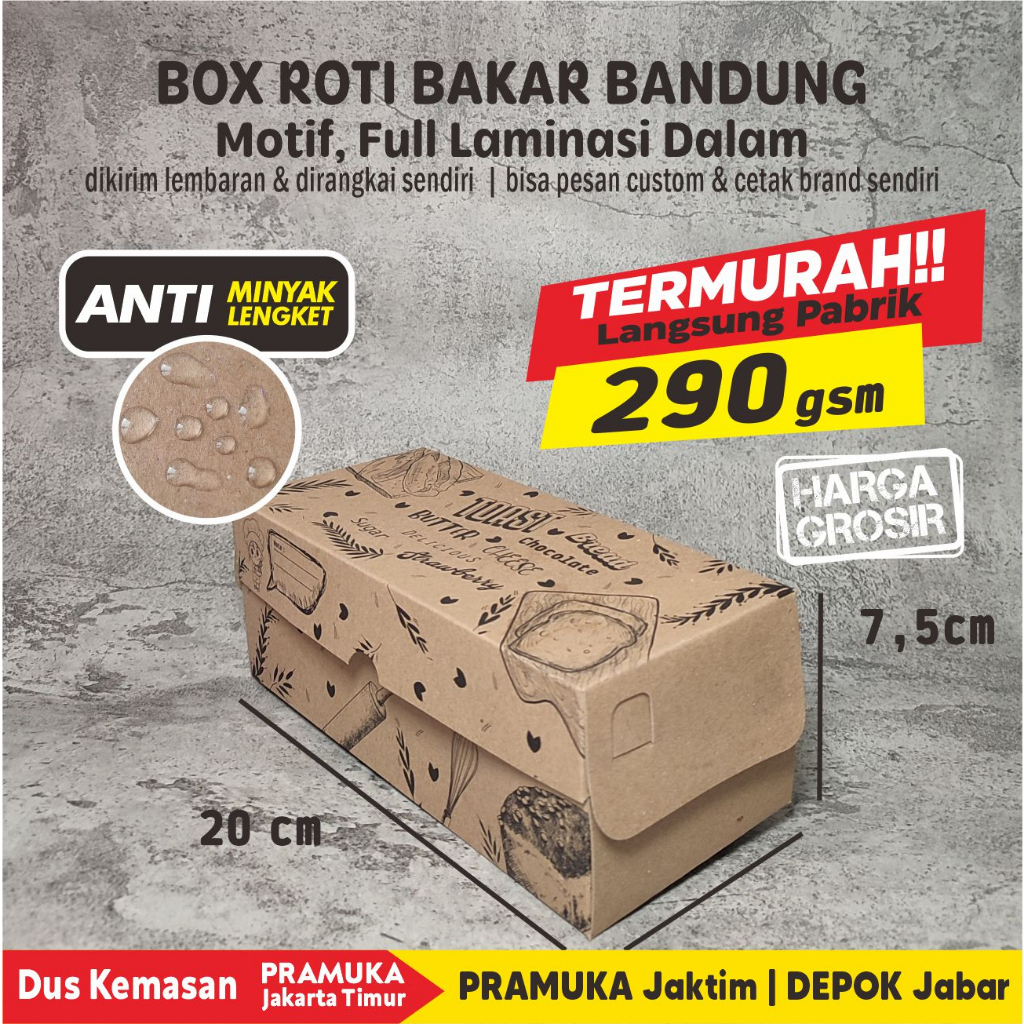 Jual BOX ROTI BAKAR BANDUNG KRAFT MOTIF LAMINASI | Shopee Indonesia