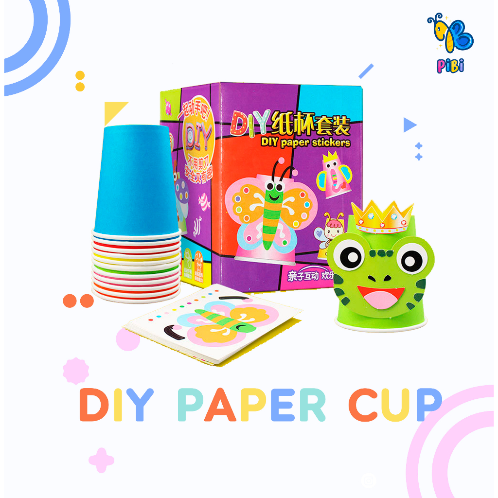Jual PIBI - DIY Paper Cup isi 12 / Prakarya Gelas Kelas / Paper Kids ...