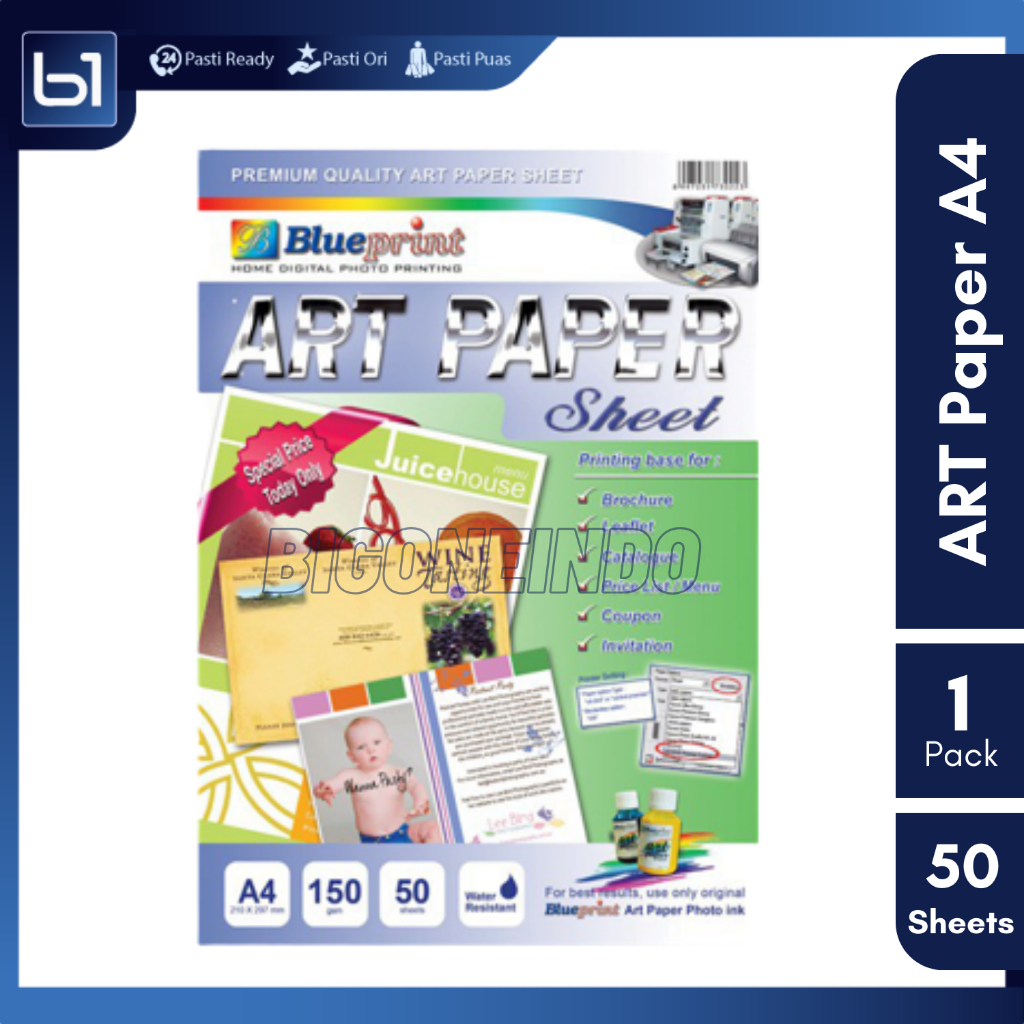 Jual Kertas Art Paper Blueprint A4 150 gsm, Kertas Brosur Kertas