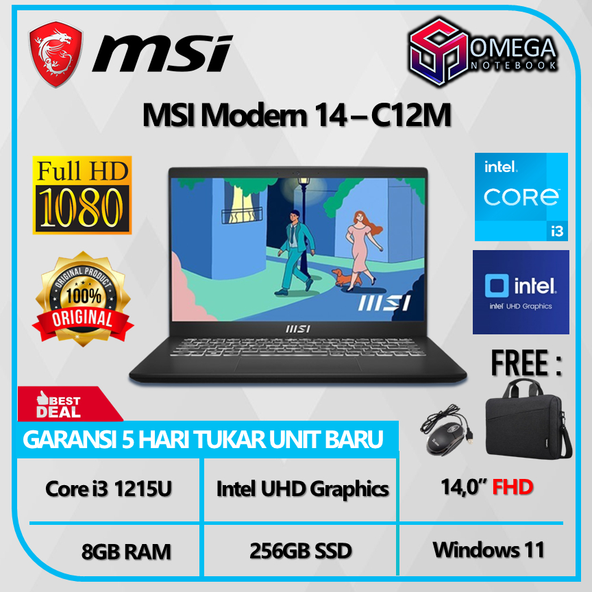 Jual MSI Modern 14 C12MO i3 1215 8GB 512GB SSD Intel UHD 14,0 FHD ...