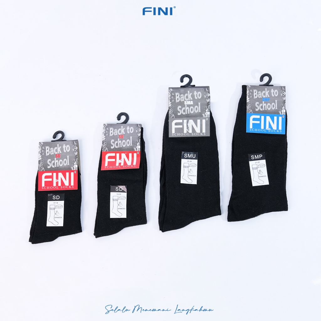 Jual FINI Kaos Kaki Sekolah Hitam Polos Panjang SD SMP SMA | Shopee ...