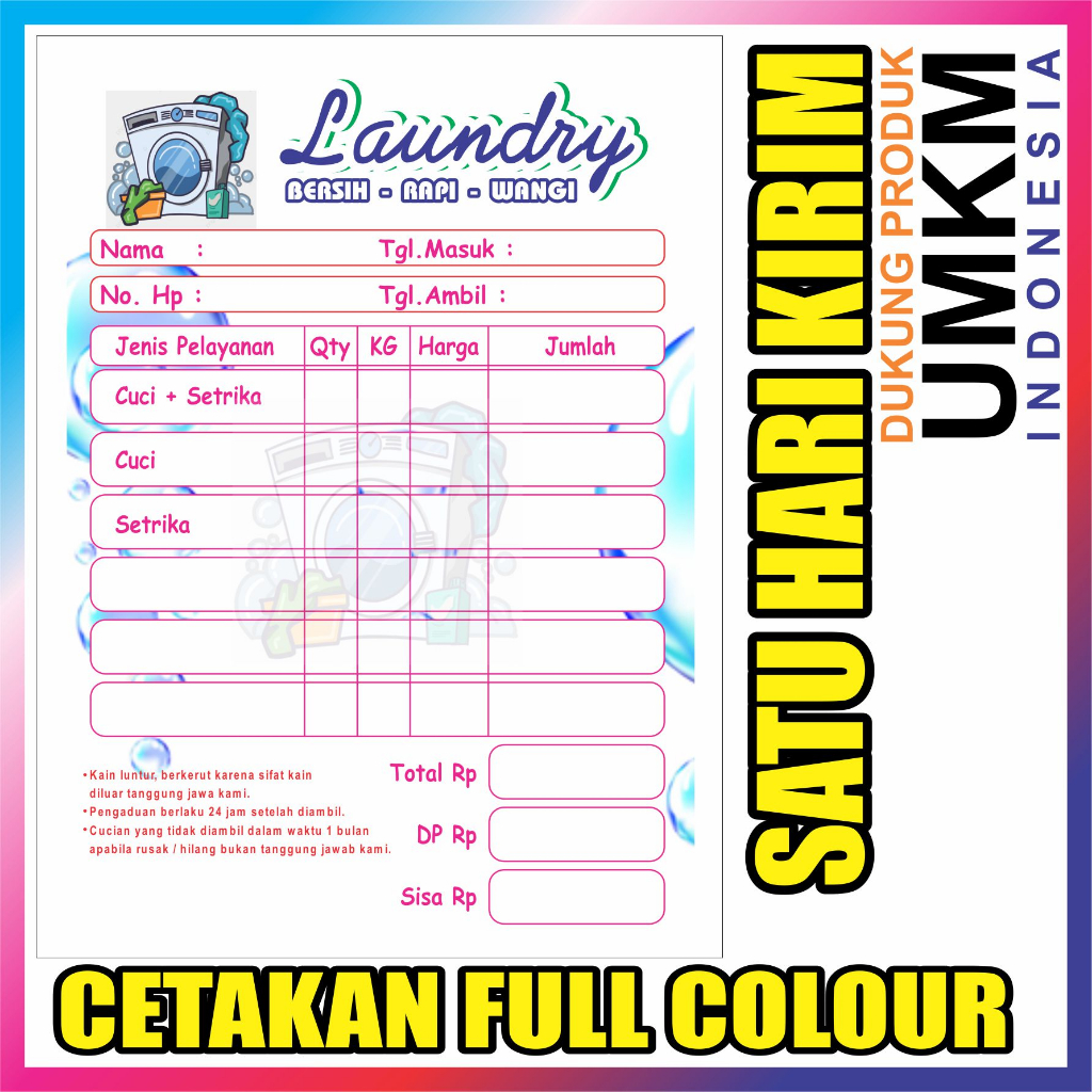 Jual BUKU NOTA LAUNDRY NCR 2PLY KECIL(READY STOCK)/NOTA KONTAN NCR ...