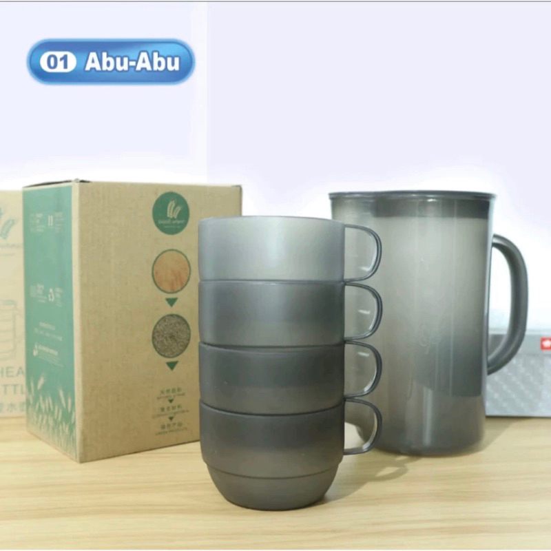 Jual Teko Gelas Set Pcs Teko Jus Cangkir Teh Kopi Gelas Plastik Premium Shopee Indonesia