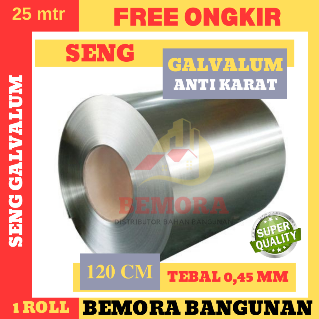 Jual Seng Talang Galvalum 120 Cm Super (0.45) 1 Roll = 25 Meter (Free ...