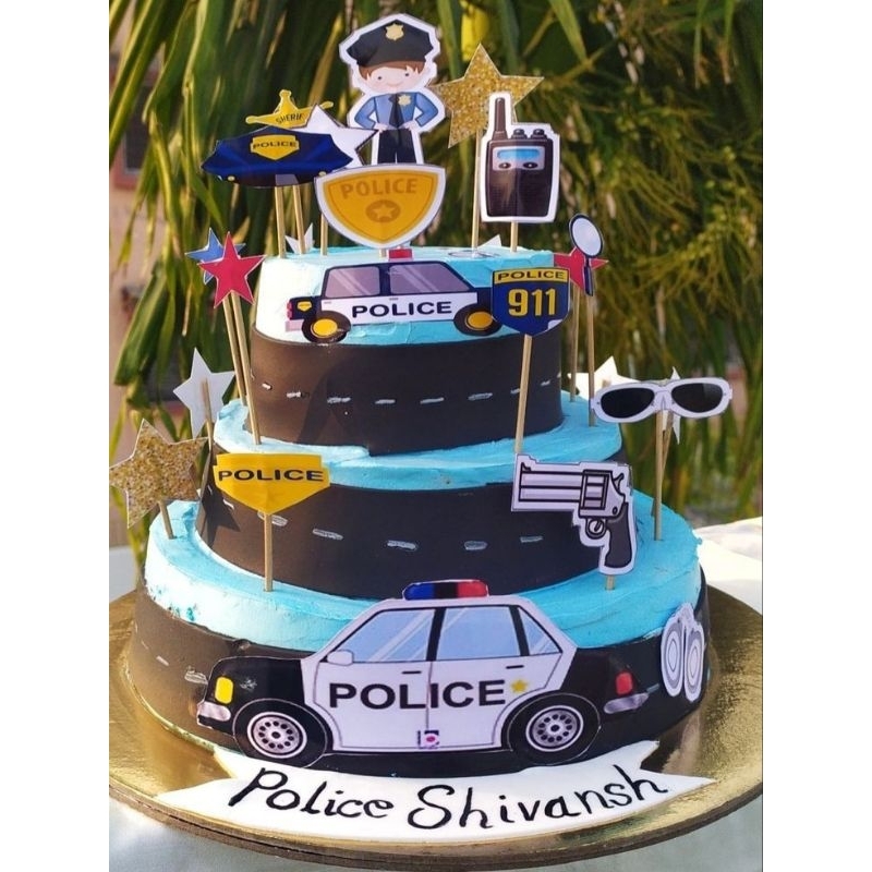 Jual Topper kue birthday cake tema polisi bisa request nama | Shopee