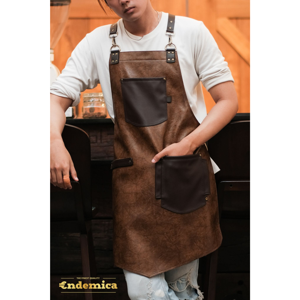 Jual Apron Celemek Full Synthetic Leather Quantum Premium For Barista