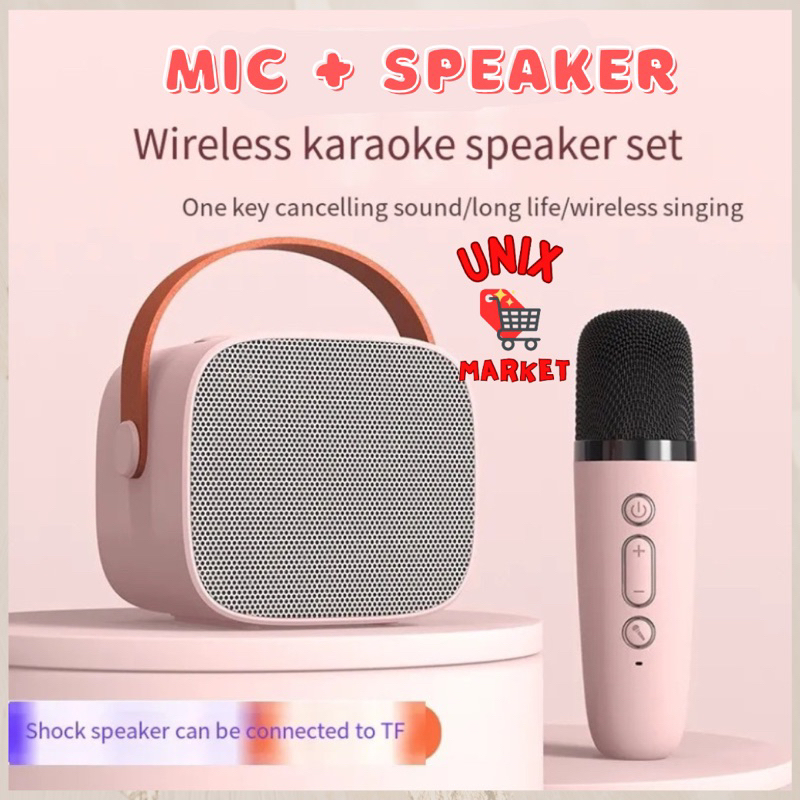 Jual mini Karaoke speaker bluetooth mic Bass K1 Microphone Premium set ...