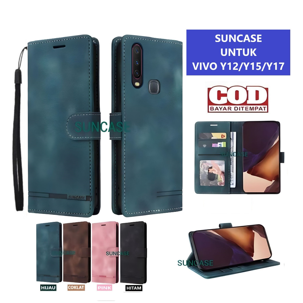 Jual Casing VIVO Y12 Y15 Y17 Model Flip Buka Tutup Case Kulit Ada