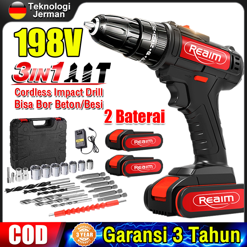 Jual Reaim Mesin Bor Baterai Volt Impact Drill Original Bor Listrik Bor Cas Bor Portable Bor