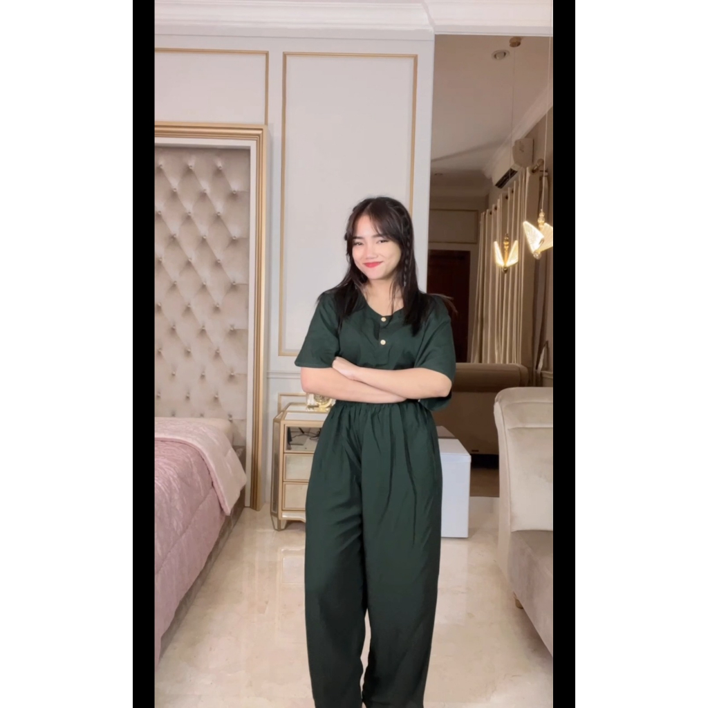 Jual Setelan Baju Tidur Piyama Wanita Celana Panjang Piyama Polos Full Kancing Aktif Bumil Busui