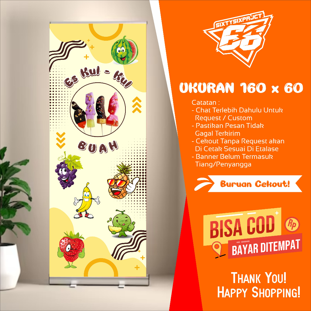 Jual Spanduk Banner Es Kul Kul Ukuran 160 X 60 Shopee Indonesia