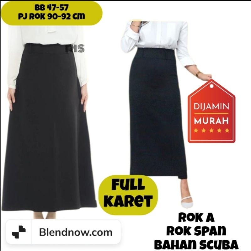 Jual Rok Hitam Panjang Kerja Wanita Dewasa Span A Bahan Premium ...
