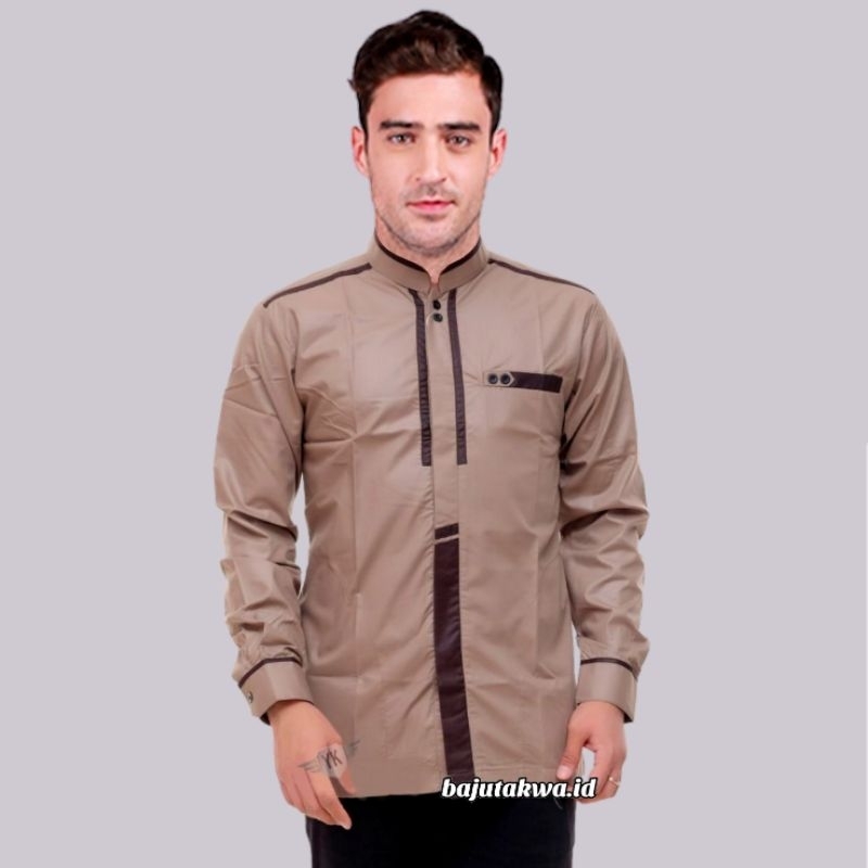 Jual Baju Koko Pria Dewasa Lengan Panjang Motif Scoder Warna Coksu ...